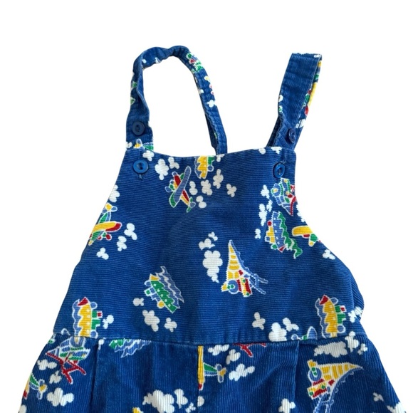 VTG JC Penny Toddle Time Blue Corduroy Overall Airplanes Boats Clouds Boys 4 - Picture 2 of 5